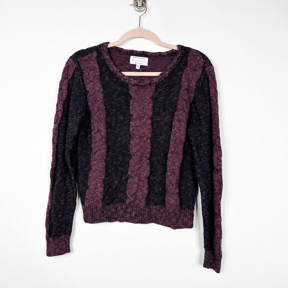 2/$30 Kendall & Kylie Stripe Cable Knit Sweater Black Burgundyt #A0623 TRB3 - Picture 3 of 7